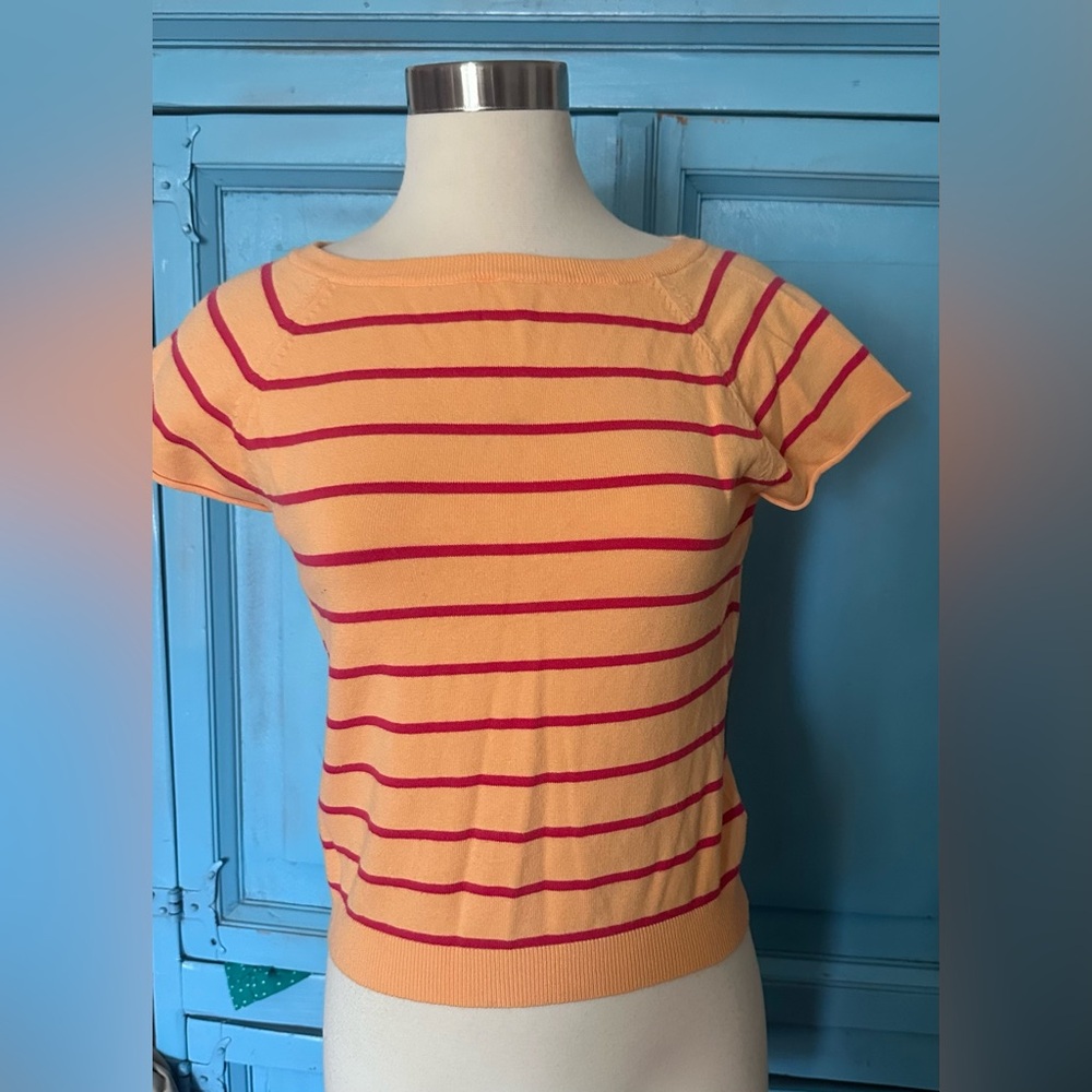 GAP Orange and Pink Fitted Short Sleeve Tee